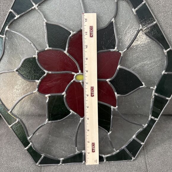 Beautiful Handmade Stained Glass Sun Catcher Christmas Poinsettia Holiday Decor - Picture 13 of 13